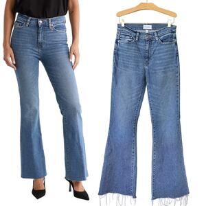FRAME JEANS Le Easy Fray Hem Flare Jeans Bixby Wash Jeans Size 27 High Waist